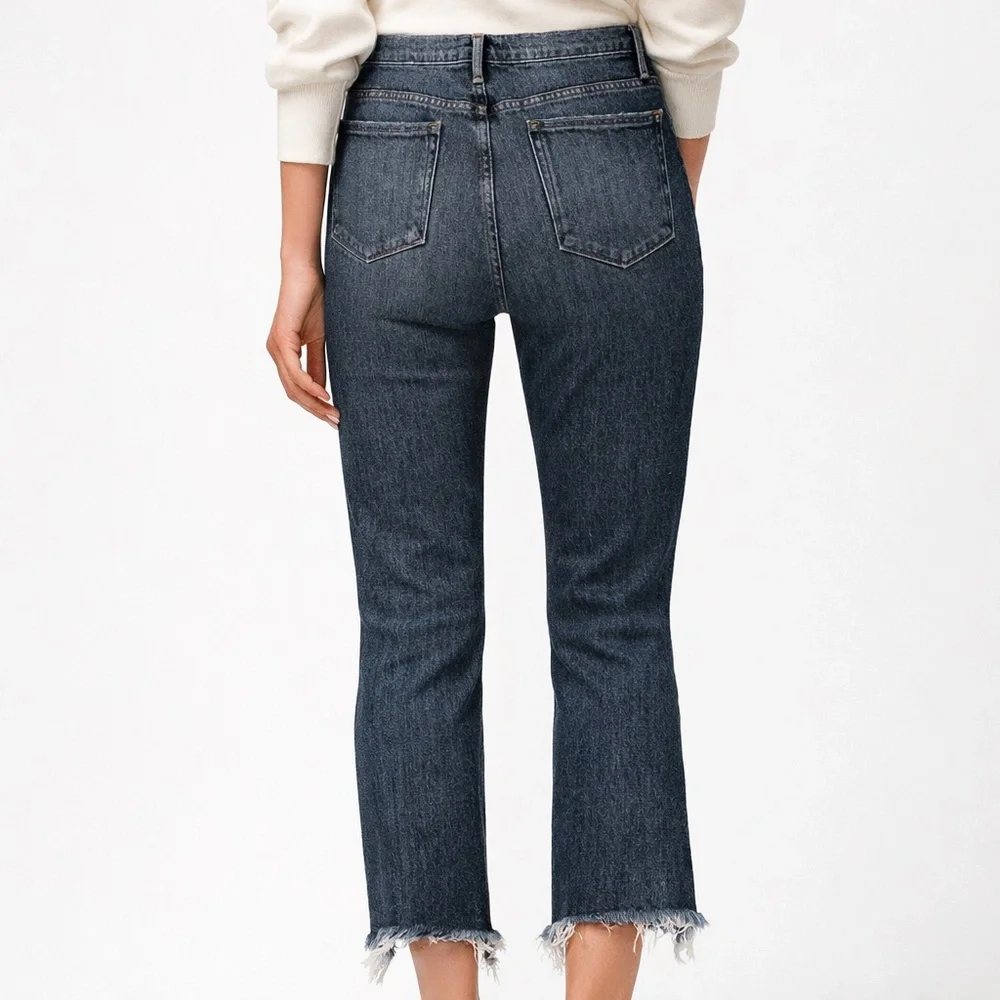 Frame Le Nouveau Straight Leg Raw Hem Jeans Women’s Sz 28 Medium Wash - Picture 2 of 11
